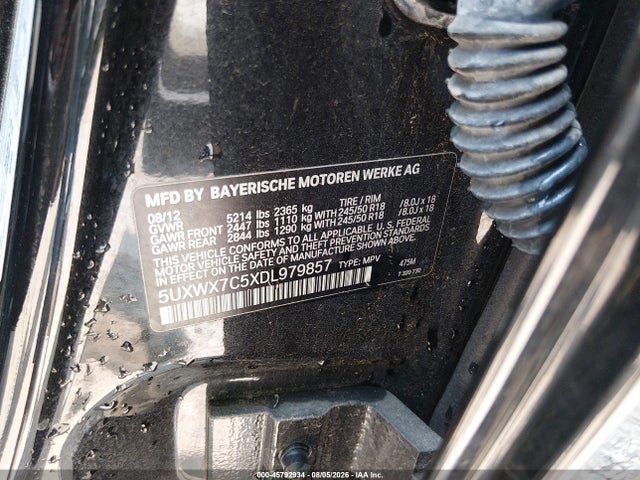 2013 Bmw X3 Xdrive35i მანქანა იყიდება აუქციონზე, vin: 5UXWX7C5XDL979857, აუქციონის ნომერი: 45792934