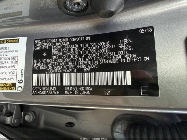 Продажа на аукционе авто 2013 Lexus Gx 460, vin: JTJBM7FX4D5062131, номер лота: 45793041