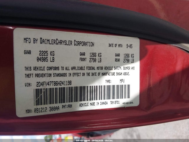 Aukcja sprzedaży 2006 Dodge Magnum, vin: 2D4FV47T86H241198, numer aukcji: 45793048