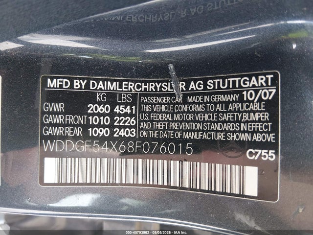 2008 Mercedes-benz C 300 Luxury/sport მანქანა იყიდება აუქციონზე, vin: WDDGF54X68F076015, აუქციონის ნომერი: 45793062