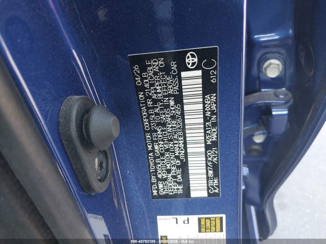 2026 Toyota Corolla Se მანქანა იყიდება აუქციონზე, vin: JTND4MBE8T3267455, აუქციონის ნომერი: 45793105