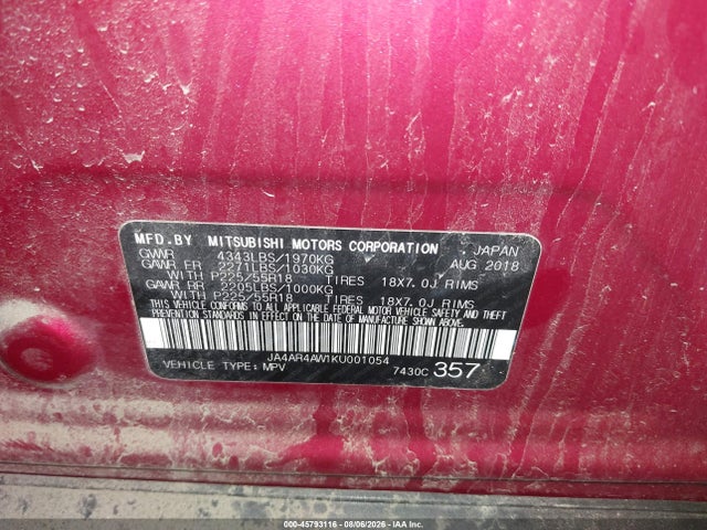 Aukcja sprzedaży 2019 Mitsubishi Outlander Sport 2.4 Gt, vin: JA4AR4AW1KU001054, numer aukcji: 45793116