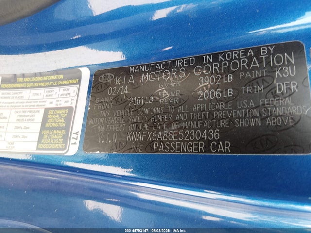 45793147 :رقم المزاد ، KNAFX6A86E5230436 vin ، 2014 Kia Forte Koup Ex مزاد بيع