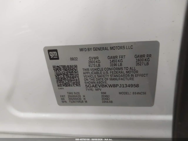 45793158 :رقم المزاد ، 5GAEVBKW8PJ134958 vin ، 2023 Buick Enclave Premium Awd مزاد بيع