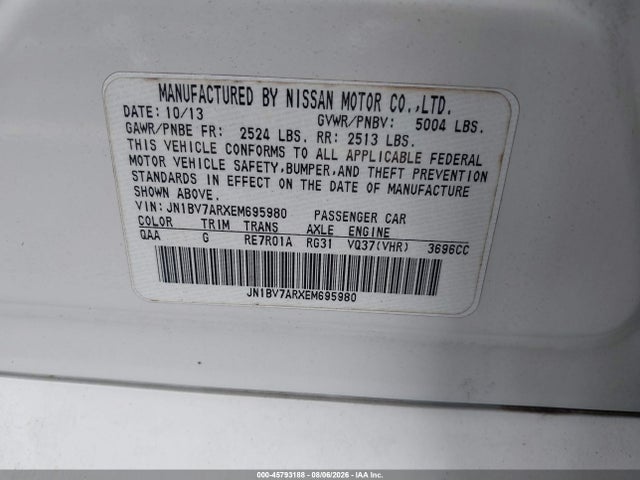 Продаж на аукціоні авто 2014 Infiniti Q50 Premium, vin: JN1BV7ARXEM695980, номер лоту: 45793188