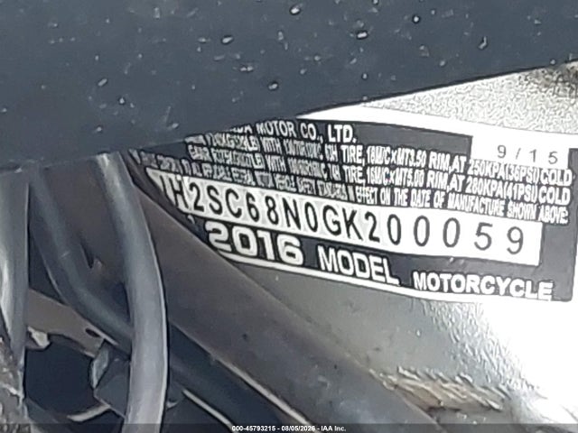 JH2SC68N0GK200059 Honda Gl1800 Abs