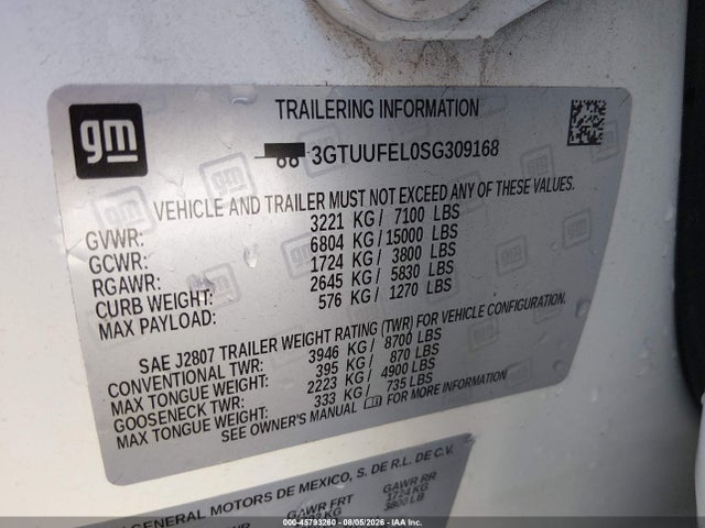 Продажа на аукционе авто 2025 Gmc Sierra 1500 4wd  Short Box At4x, vin: 3GTUUFEL0SG309168, номер лота: 45793260