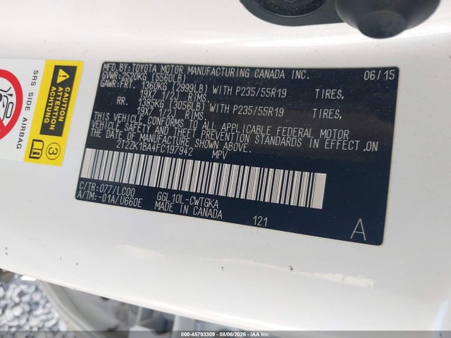 Aukcja sprzedaży 2015 Lexus Rx 350, vin: 2T2ZK1BA4FC197942, numer aukcji: 45793309