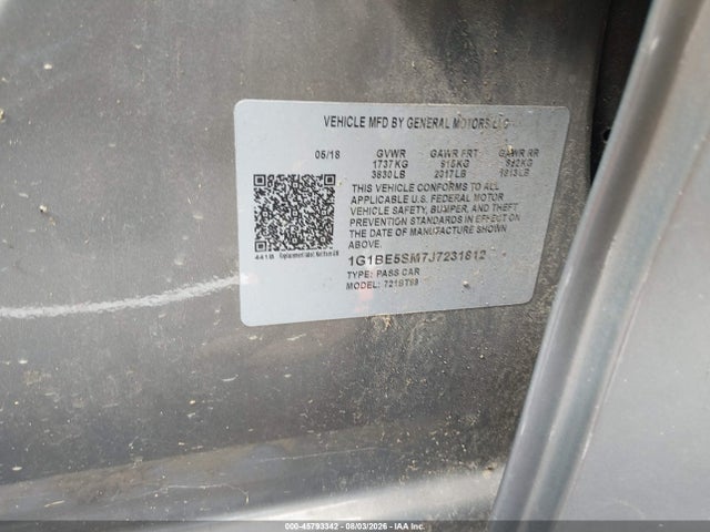 1G1BE5SM7J7231812 Chevrolet Cruze Lt Auto