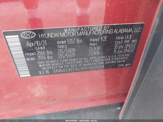 Hyundai Santa Fe Limited 2023 5NMS4DAL4PH572034 Image 9
