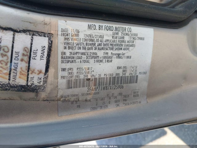 Продаж на аукціоні авто 2007 Ford Crown Victoria Police/police Interceptor, vin: 2FAHP71W87X125906, номер лоту: 45793476