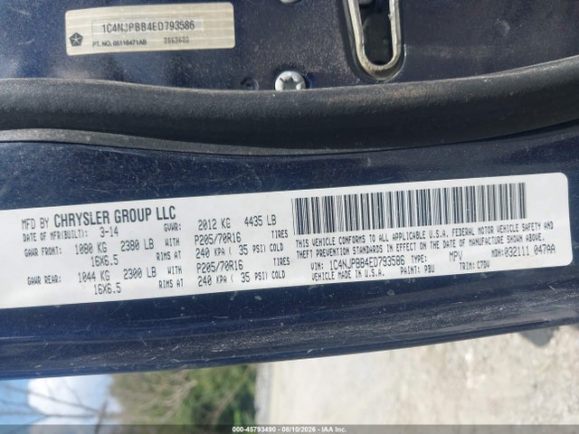 Продаж на аукціоні авто 2014 Jeep Patriot Sport, vin: 1C4NJPBB4ED793586, номер лоту: 45793490