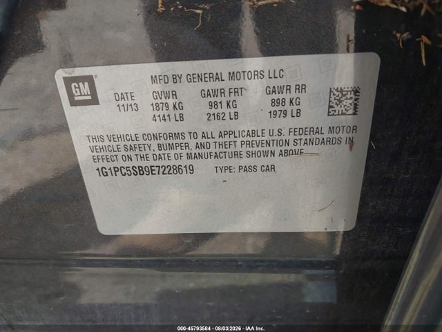 Продажа на аукционе авто 2014 Chevrolet Cruze 1lt Auto, vin: 1G1PC5SB9E7228619, номер лота: 45793584