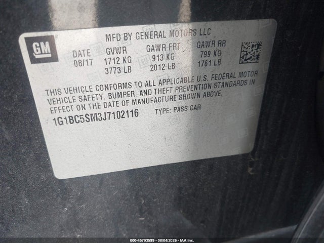 1G1BC5SM3J7102116 Chevrolet Cruze Ls Auto