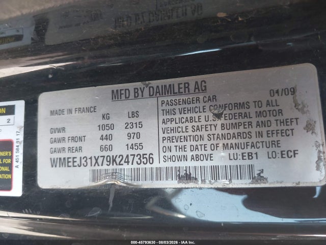 Aukcja sprzedaży 2009 Smart Fortwo Brabus/passion/pure, vin: WMEEJ31X79K247356, numer aukcji: 45793630