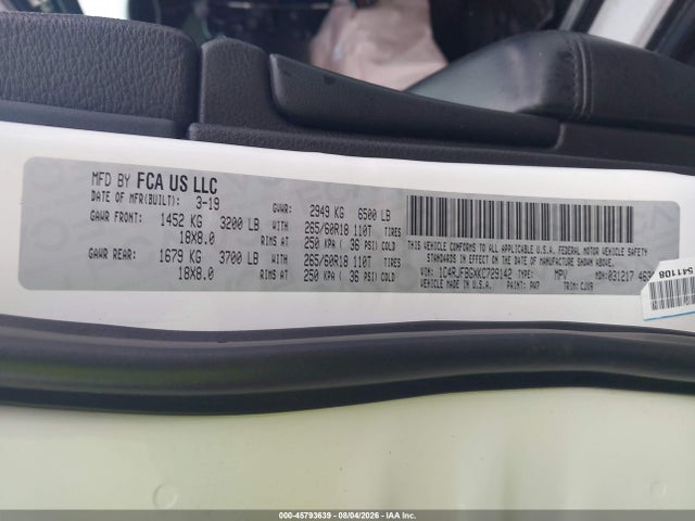 Продажа на аукционе авто 2019 Jeep Grand Cherokee Limited 4x4, vin: 1C4RJFBGXKC729142, номер лота: 45793639