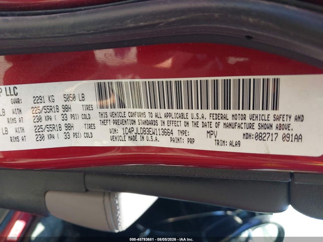 2014 Jeep Cherokee Limited მანქანა იყიდება აუქციონზე, vin: 1C4PJLDB3EW113664, აუქციონის ნომერი: 45793681