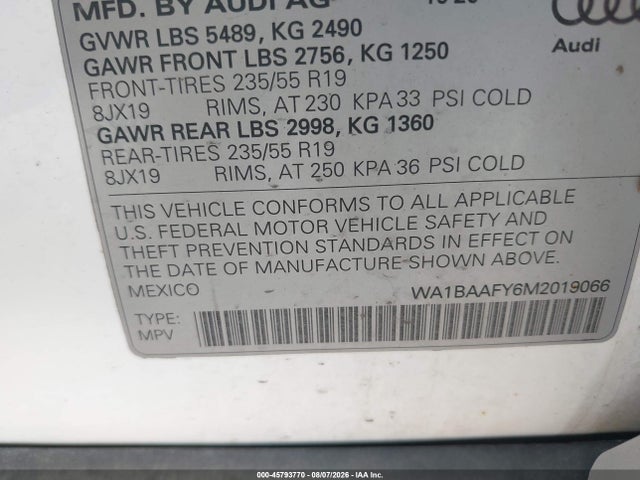 Продажа на аукционе авто 2021 Audi Q5 Premium Plus 45 Tfsi Quattro S Tronic, vin: WA1BAAFY6M2019066, номер лота: 45793770