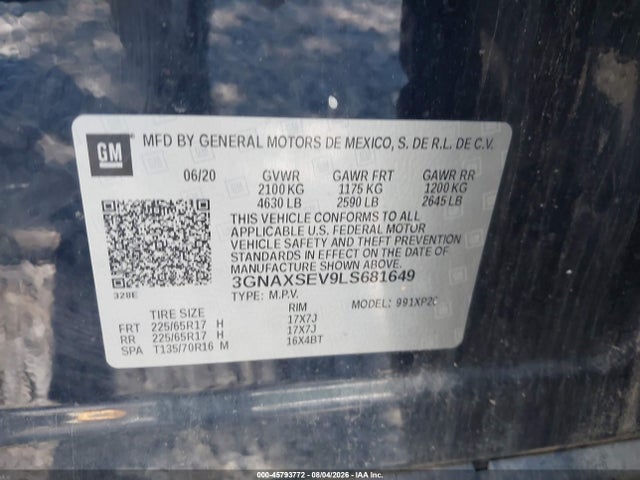 Chevrolet Equinox Awd Ls 2020 3GNAXSEV9LS681649 Image 9