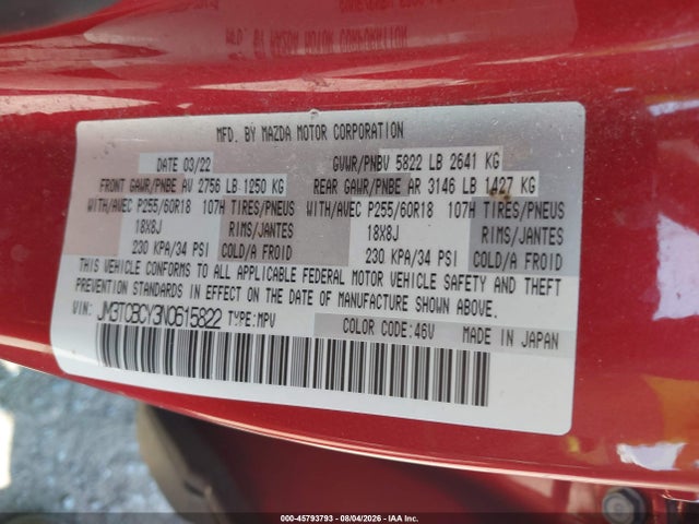 Mazda Cx-9 Touring 2022 JM3TCBCY3N0615822 Image 9