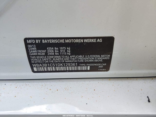 Aukcja sprzedaży 2013 Bmw 320i, vin: WBA3B1C51DK129361, numer aukcji: 45793822
