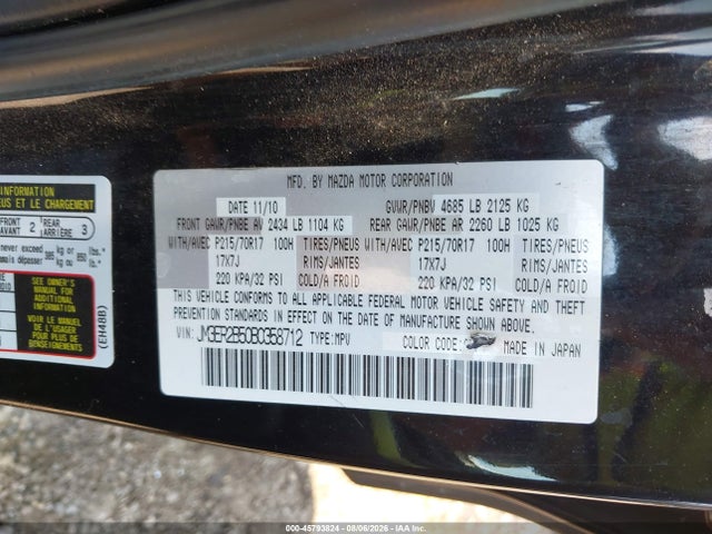 45793824 :رقم المزاد ، JM3ER2B50B0358712 vin ، 2011 Mazda Cx-7 I Sport مزاد بيع