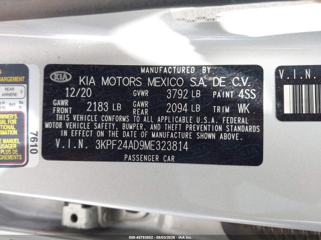 KIA Forte Lxs 2021 3KPF24AD9ME323814 Image 9