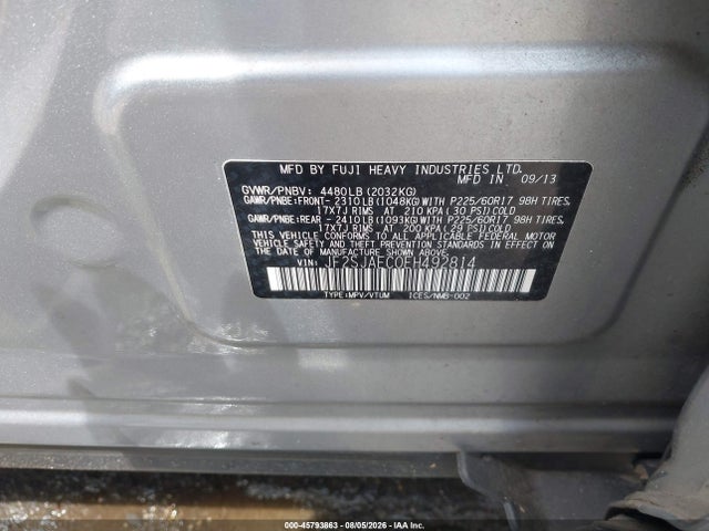 Продаж на аукціоні авто 2014 Subaru Forester 2.5i Premium, vin: JF2SJAEC0EH492814, номер лоту: 45793863
