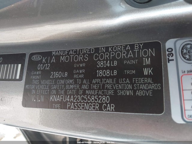 Aukcja sprzedaży 2012 Kia Forte Ex, vin: KNAFU4A23C5585280, numer aukcji: 45793889