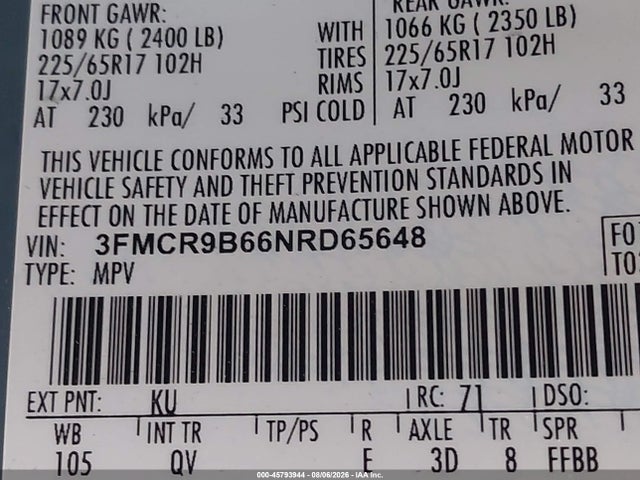Ford Bronco Sport Big Bend 2022 3FMCR9B66NRD65648 Image 9