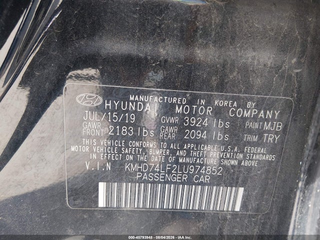 Продажа на аукционе авто 2020 Hyundai Elantra Se, vin: KMHD74LF2LU974852, номер лота: 45793948