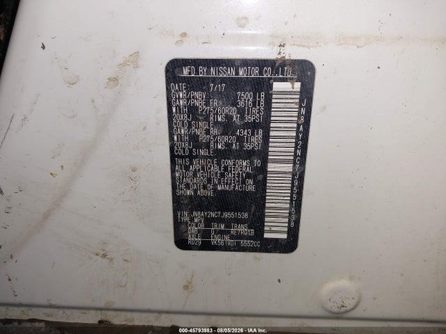 Nissan Armada Sl 2018 JN8AY2NC7J9551538 Image 9