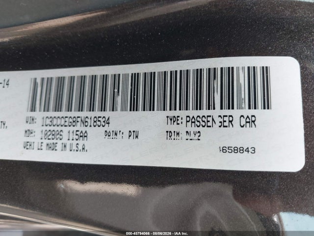 Aukcja sprzedaży 2015 Chrysler 200 C, vin: 1C3CCCEG8FN618534, numer aukcji: 45794066