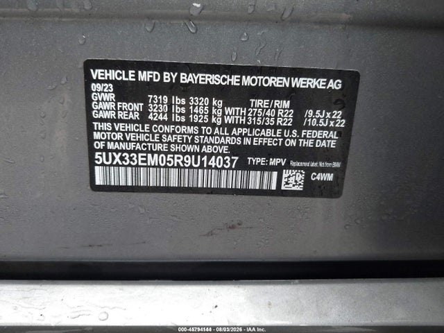 Aukcja sprzedaży 2024 Bmw X7 M60i, vin: 5UX33EM05R9U14037, numer aukcji: 45794144