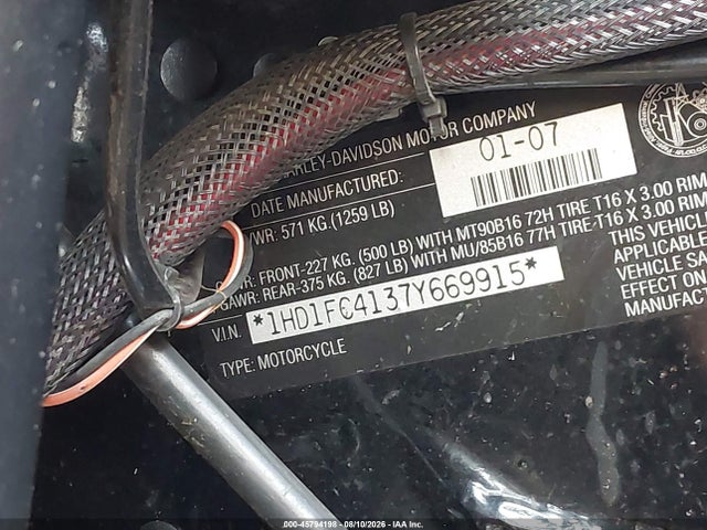 45794198 :رقم المزاد ، 1HD1FC4137Y669915 vin ، 2007 Harley-davidson Flhtcui مزاد بيع
