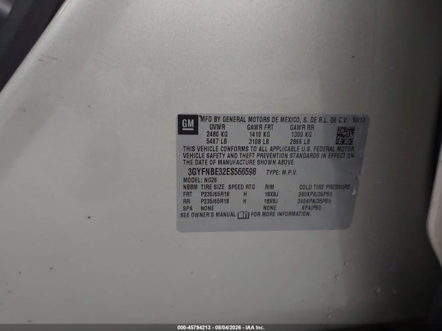Продаж на аукціоні авто 2014 Cadillac Srx Luxury Collection, vin: 3GYFNBE32ES566598, номер лоту: 45794213
