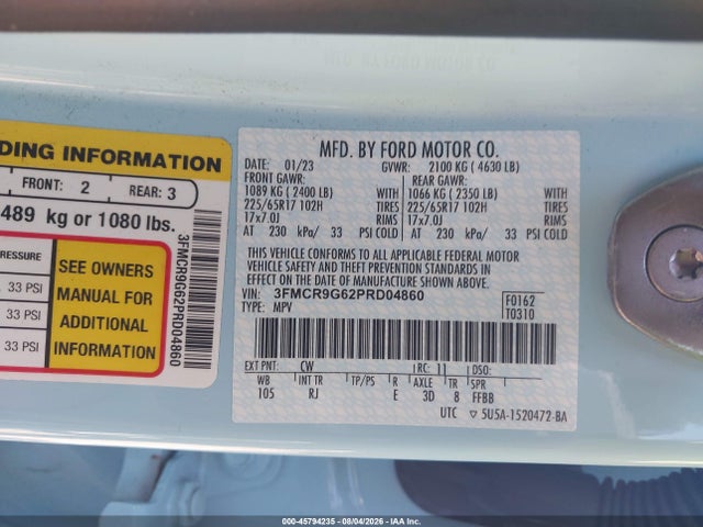 Ford Bronco Sport Heritage 2023 3FMCR9G62PRD04860 Image 9