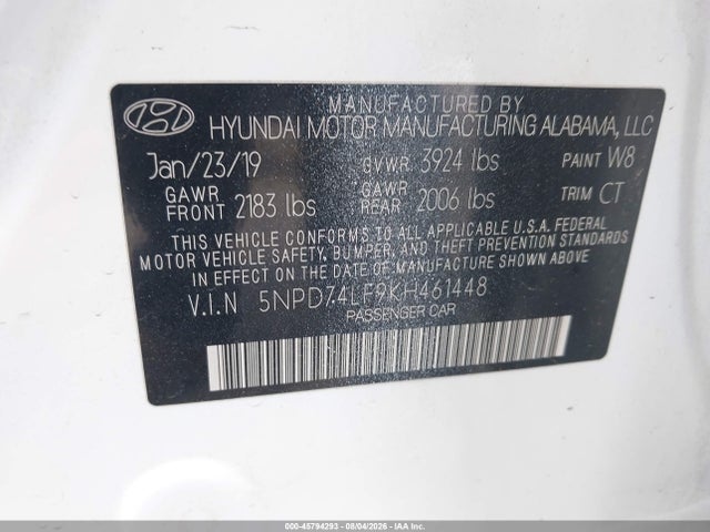 Hyundai ELANTRA SE 2019 5NPD74LF9KH461448 Image 9