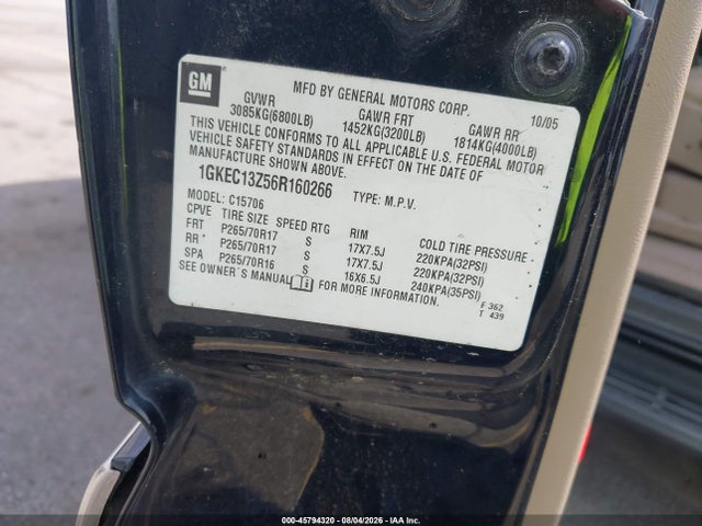 Продаж на аукціоні авто 2006 Gmc Yukon Slt, vin: 1GKEC13Z56R160266, номер лоту: 45794320