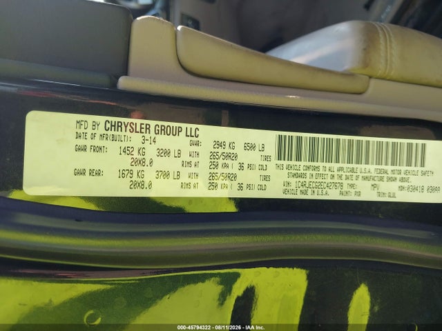 Aukcja sprzedaży 2014 Jeep Grand Cherokee Overland, vin: 1C4RJECG2EC427678, numer aukcji: 45794322