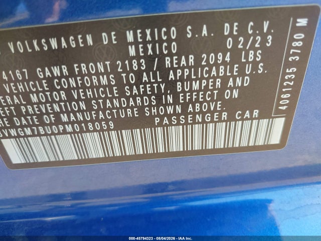 3VWGM7BU0PM018059 Volkswagen Jetta 1.5t Sel