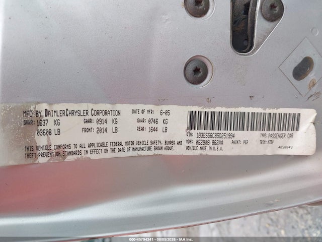 Продажа на аукционе авто 2005 Dodge Neon Sxt, vin: 1B3ES56C85D251994, номер лота: 45794341