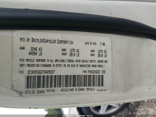 45794412 :رقم المزاد ، 2C3KA53G27H609337 vin ، 2007 Chrysler 300 Touring مزاد بيع
