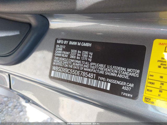 45794439 :رقم المزاد ، WBSDX9C55DE785481 vin ، 2013 Bmw M3 مزاد بيع