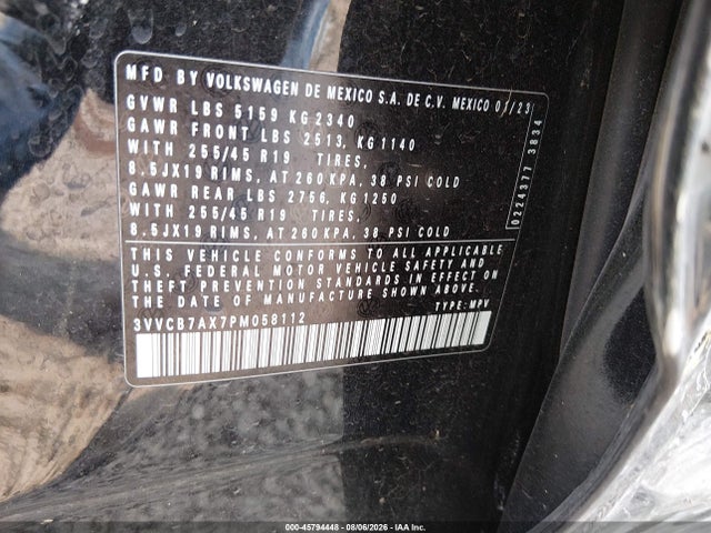 3VVCB7AX7PM058112 Volkswagen Tiguan 2.0t Se R-line Black