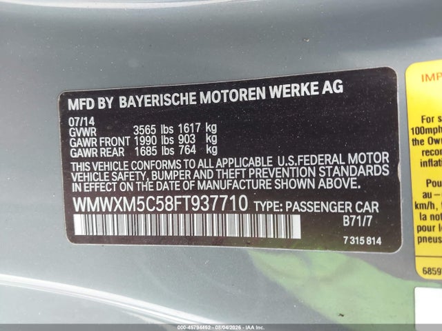 Продаж на аукціоні авто 2015 Mini Hardtop Cooper, vin: WMWXM5C58FT937710, номер лоту: 45794452
