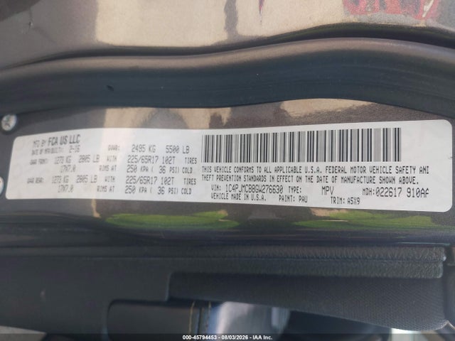 2016 Jeep Cherokee Latitude მანქანა იყიდება აუქციონზე, vin: 1C4PJMCB8GW276630, აუქციონის ნომერი: 45794453