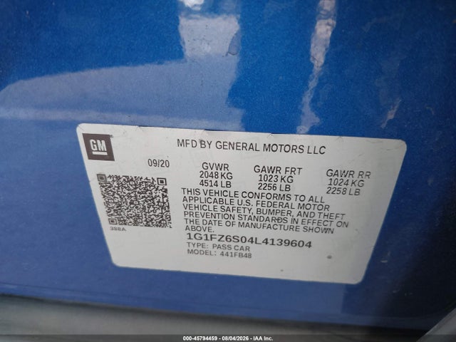 Продажа на аукционе авто 2020 Chevrolet Bolt Ev Fwd Premier, vin: 1G1FZ6S04L4139604, номер лота: 45794459