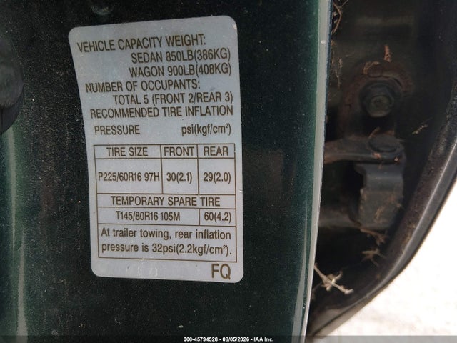 Aukcja sprzedaży 2000 Subaru Outback Limited, vin: 4S3BE6863Y7207605, numer aukcji: 45794528