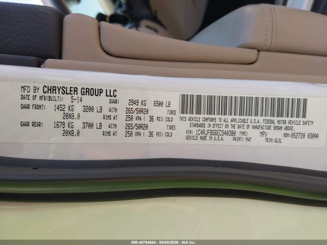1C4RJFBG6EC540380 Jeep Grand Cherokee Limited